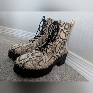Snake skin combat boots